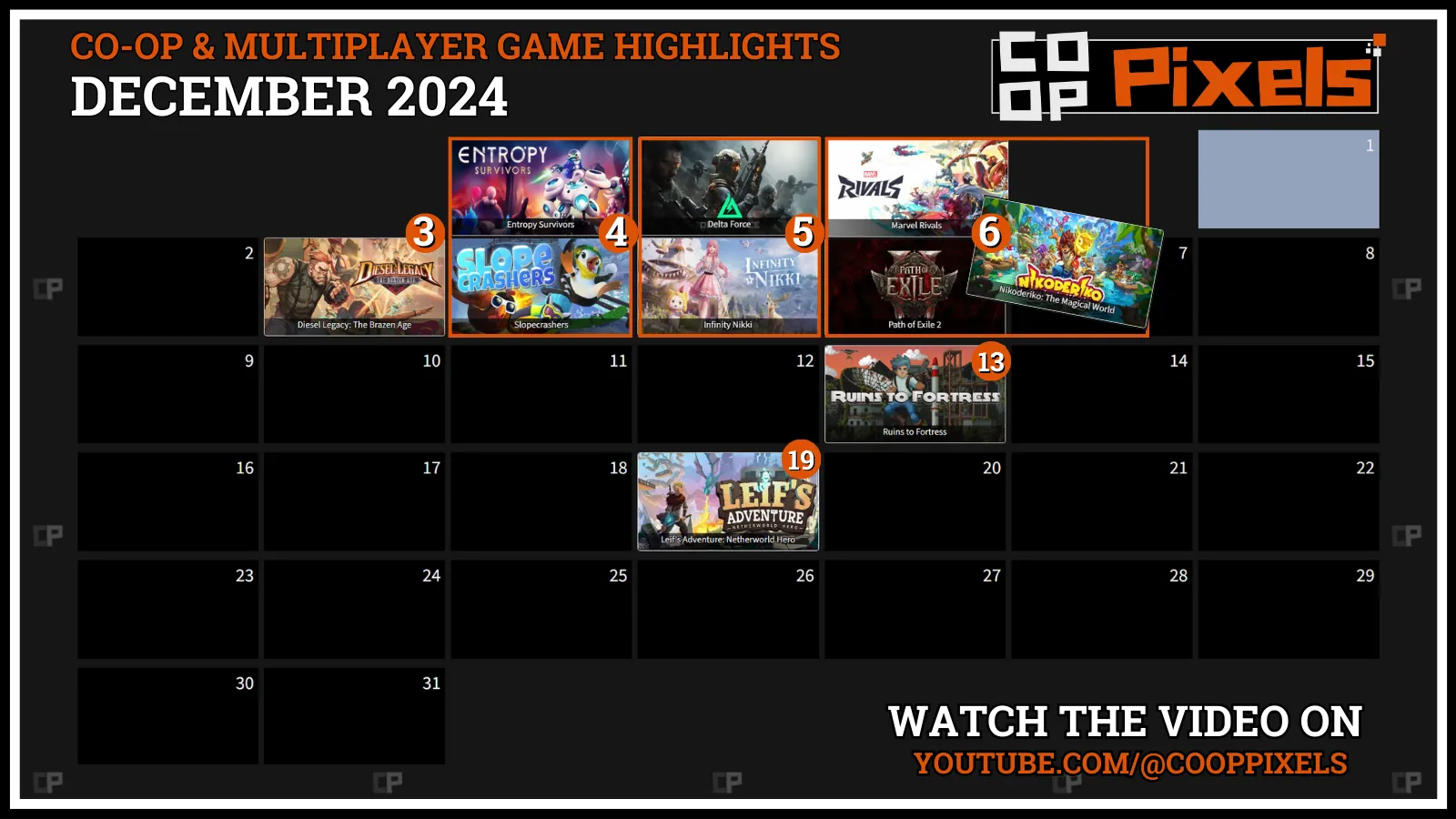 Those are the Co-op and Multiplayer Game Releases for December!